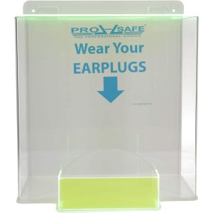 Earplug Dispenser: Hinged Top & Bottom Tray, Tabletop or Wall Mount