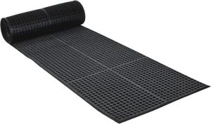 Anti-Fatigue Mat: 240" Length, 36" Wide, 1/2" Thick, CFR Rubber, Beveled Edge, Heavy-Duty
