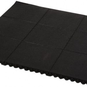 Anti-Fatigue Modular Tile Mat: Dry & Wet Environment, 3" Length, 36" Wide, 5/8" Thick, Black