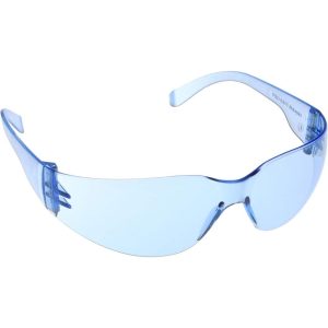 Safety Glass: Scratch-Resistant, Polycarbonate, Blue Lenses, Frameless, UV Protection