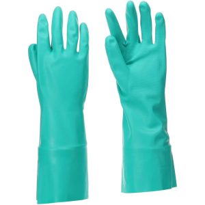 Chemical Resistant Gloves: Large, 15 mil Thick, Nitrile, Unsupported