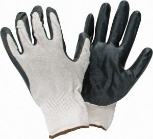 General Purpose Work Gloves: Large, Nitrile Coated, Nylon