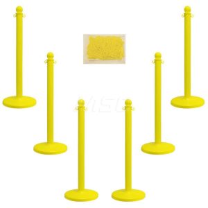 Pedestrian Barrier Kits; Chain Material: Plastic ; Post Material: Plastic ; Surface Pattern: Solid Color ; Chain Color: Yellow ; Post Color: Yellow ; Chain Trade Size: 8