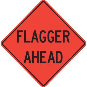 Traffic Control Sign: Triangle, "Flagger Ahead"