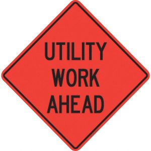 Traffic Control Sign: Triangle, "Utility Work Ahead"