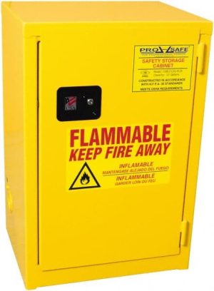 Flammable & Hazardous Storage Cabinets: 12 gal Drum, 1 Door, 1 Shelf, Manual Closing, Yellow