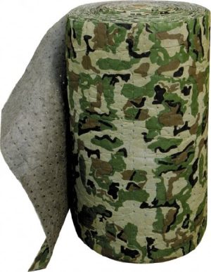 Sorbent Roll: Universal Use, 150' Long, 30" Wide, 60 gal Capacity, Camouflage