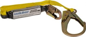 Shock Absorbing Tie Off Lanyard: 6' Long, 350 Lb Capacity, 2 Leg Locking Snap Hook Harness