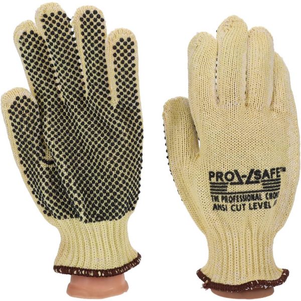 Cut & Abrasion-Resistant Gloves: Size L, ANSI Cut A4, Polyvinylchloride, Kevlar