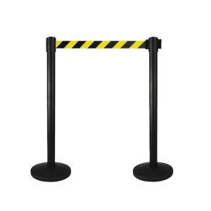 Free Standing Retractable Belt Barrier Post: 40" High, 2-1/2" Dia, Steel Post