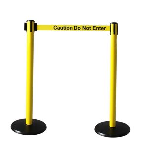 Free Standing Retractable Belt Barrier Post: 40" High, 2-1/2" Dia, Steel Post