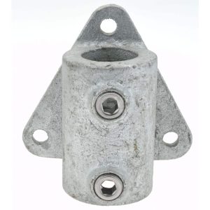 1-1/4" Pipe, Two Socket Tee, Wall Mount Flange, Malleable Iron Flange Pipe Rail Fitting