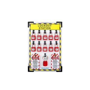 Lockout Centers & Stations; Product Type: Lockout Device & Tag Station ; Equipped or Empty: Equipped ; Maximum Number of Locks: 10 ; Station Material: Plastic ; Board Coating: None ; Key Type: Keyed Different