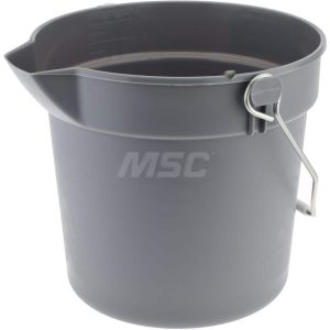 10 Qt, Plastic Round Gray Single Pail with Pour Spout