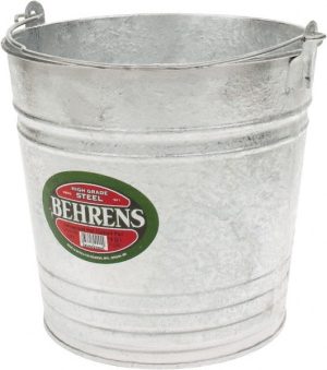 14 Qt, 11-1/2" High, Galvanized Steel Round Gray Single Pail