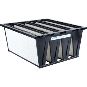 Pleated Air Filter: 24 x 24 x 12", MERV 16, V-Bank Mini-Pleat
