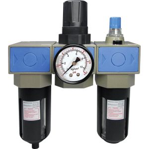 FRL Combination Unit: 3/8 NPT, Intermediate with Pressure Gauge