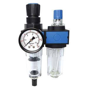 FRL Combination Unit: 1/4 NPT, Miniature with Pressure Gauge