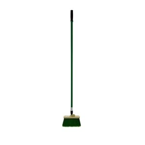 12" Wide, Green Polypropylene Bristles, 48" Vinyl-Coated Metal Handle, Angled Broom