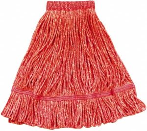 Wet Mop Loop: Clamp Jaw, Medium, Red Mop, Blended Fiber