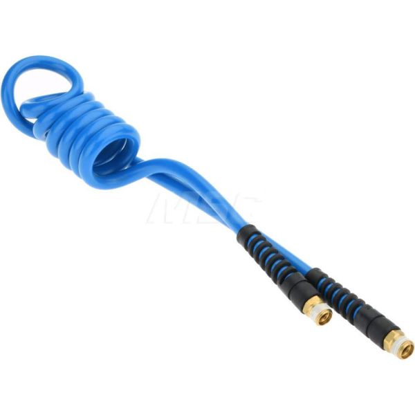 Coiled & Self Storing Hose: 3/8" ID, 5' Long, Male Swivel x Male Swivel