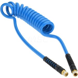 Coiled & Self Storing Hose: 3/8" ID, 10' Long, Male Swivel x Male Swivel