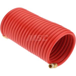 Coiled & Self Storing Hose: 3/8" ID, 25' Long, Male Swivel x Male Swivel