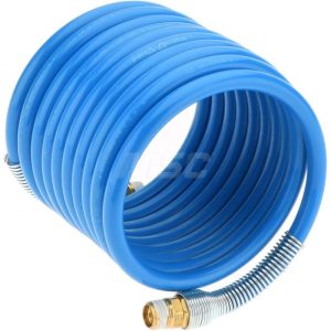Coiled & Self Storing Hose: 3/8" ID, 12' Long, Male Swivel x Male Swivel