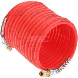 Coiled & Self Storing Hose: 3/8" ID, 17' Long, Male Swivel x Male Swivel