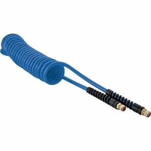 Coiled & Self Storing Hose: 1/4" ID, 15' Long, Male Swivel x Male Swivel