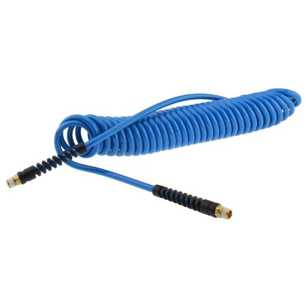 Coiled & Self Storing Hose: 1/4" ID, 20' Long, Male Swivel x Male Swivel