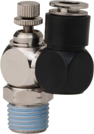 Air Flow Control Valve: Flow Control Offset Inline, 1/4" Tube OD