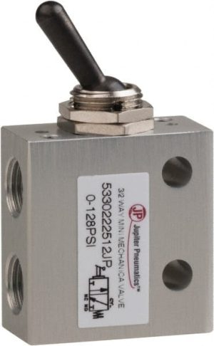 3 Way & 2-Position Air Valve: Finger Button & Spring Actuator