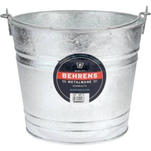 12 Qt, 10-3/4" High, Galvanized Steel Round Gray Single Pail