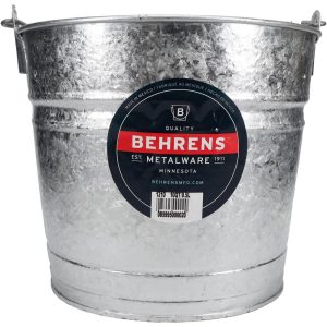 10 Qt, 10-1/4" High, Galvanized Steel Round Gray Single Pail