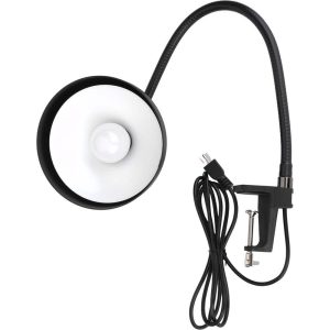 Task Light: Incandescent & LED, 25" Reach, Gooseneck Arm, Arm, Black