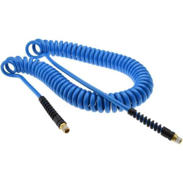 Coiled & Self Storing Hose: 1/4" ID, 25' Long, Male Swivel x Male Swivel