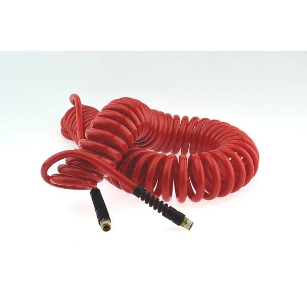 Coiled & Self Storing Hose: 3/8" ID, 50' Long, Male Swivel x Male Swivel