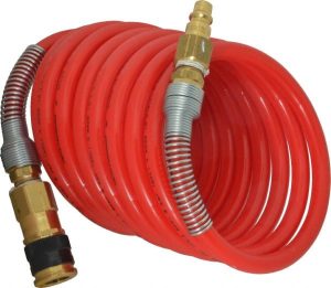 Coiled & Self Storing Hose: 3/8" ID, 12' Long, Industrial Interchange Coupler x Plug