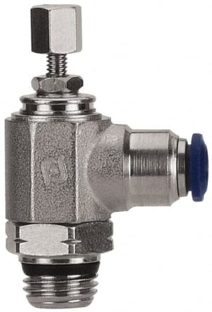 Needle Valve: Angled, 1/4" Pipe, Nickel-Plated Brass Body, Nitrile Butadiene Rubber Seal