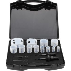 Contractor's Hole Saw Kit: 17 Pc, 5/8 to 3" Dia