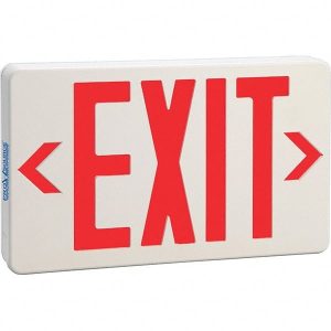 Illuminated Exit Signs; Number of Faces: 1 ; Light Technology: LED ; Letter Color: Red ; Mount Type: Universal Mount ; Housing Material: ABS ; Housing Color: White