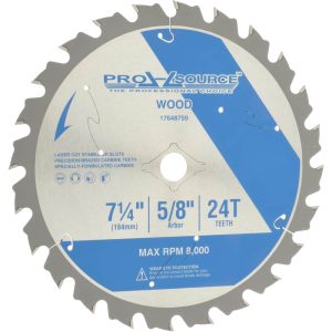 Wet & Dry Cut Saw Blade: 7-1/4" Dia, 5/8" Arbor Hole, 0.0709" Kerf Width, 24 Teeth