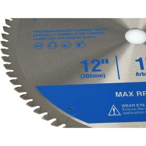 Wet & Dry Cut Saw Blade: 12" Dia, 1" Arbor Hole, 0.0945" Kerf Width, 80 Teeth