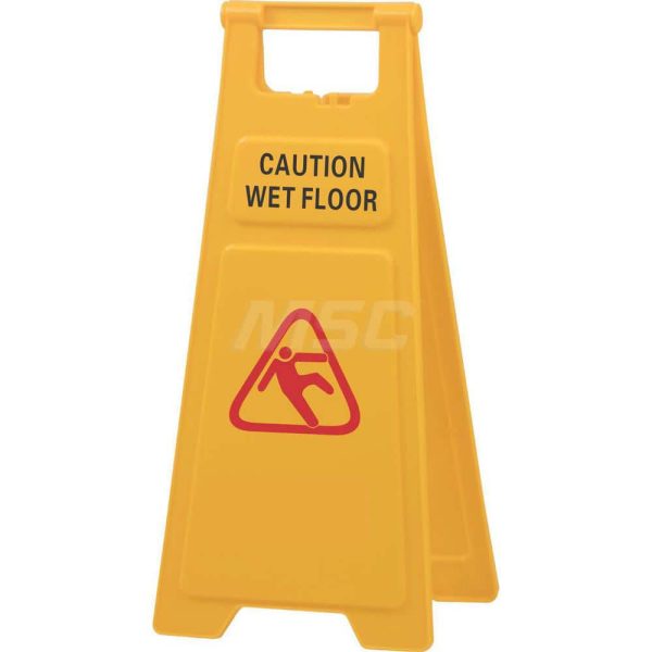 Caution - Wet Floor, 12" Wide x 24" High, Plastic Floor Sign
