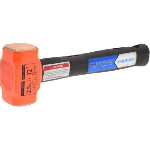 Non-Sparking Hammers; Tool Type: Brass Hammer ; Head Material: Brass ; Handle Material: Steel w/Grip ; Head Weight Range: 1 - 2.9 lbs. ; Overall Length Range: 9" - 13.9" ; Head Weight (Lb.): 2-1/2 (Pounds)
