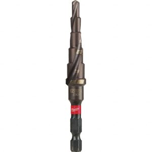 Step Drill Bits: 1/8" to 1/2" Hole Dia, 1/4" Shank Dia, Steel, 6 Hole Sizes