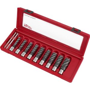 9 Piece, 1/2 to 15/16" Cutter Diam, 2" Cutting Depth, Steel Annular Cutter Set