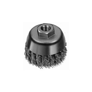 Cup Brush: 4" Dia, 0.023" Wire Dia, Steel, Knotted