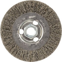 Wheel Brush: 4" Wheel Dia, Crimped